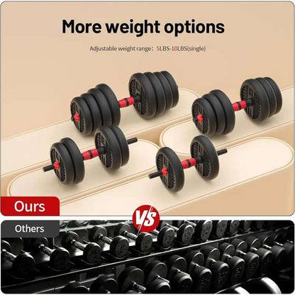 Unisex Adjustable Weights Multi-Use Set - 20/30/40/60/80Lbs 4-In-1 Convertible to Barbell/Kettlebell/Push-Up Stand for Home Gym Training